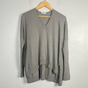 Helmut Lang Gray Thin Slub V-Neck Sweater Size Small